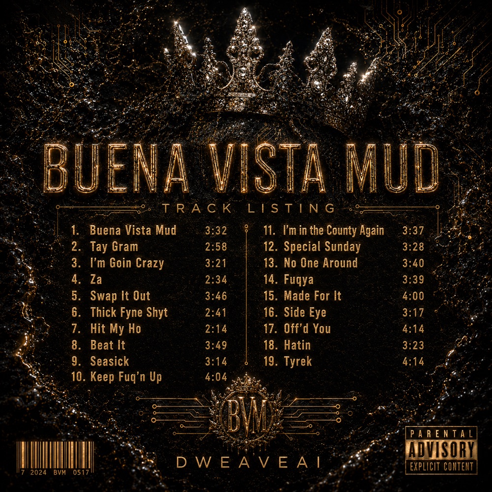 Official Buena Vista Mud back cover track listing